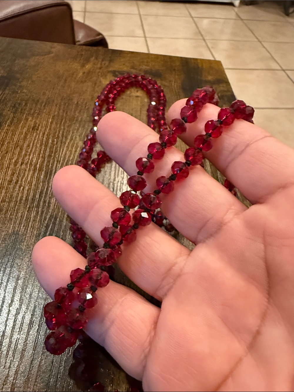 Elegant Red Crystal Multi-Strand Necklace - Women Jewelry - Picture 3 of 5